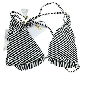Amuse X Flynn Skye Black White Striped Triangle Bikini Womens XS Halter Top Swim